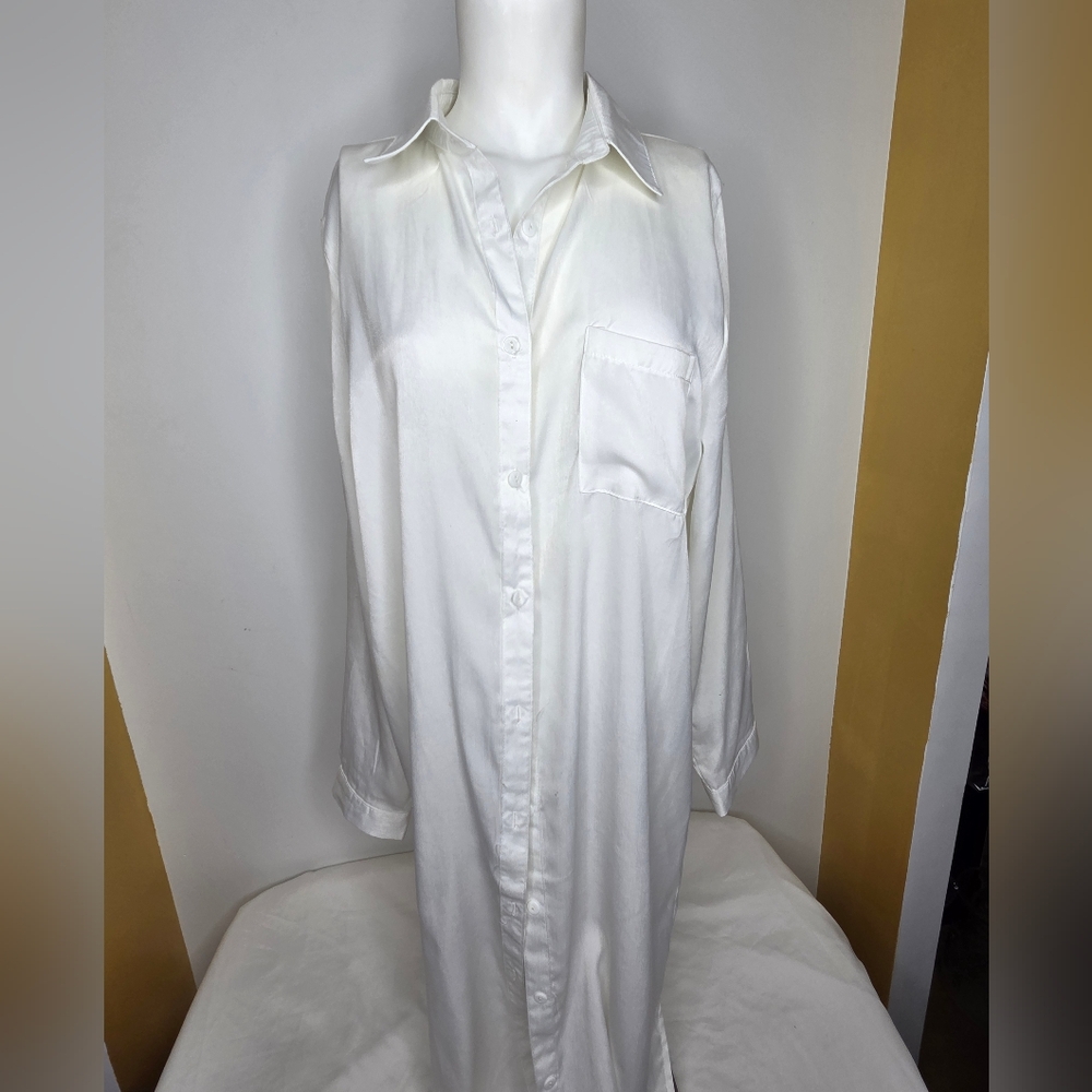 RD & Koko size L Embroidered White Long Kimono Butom Up - Picture 2 of 12
